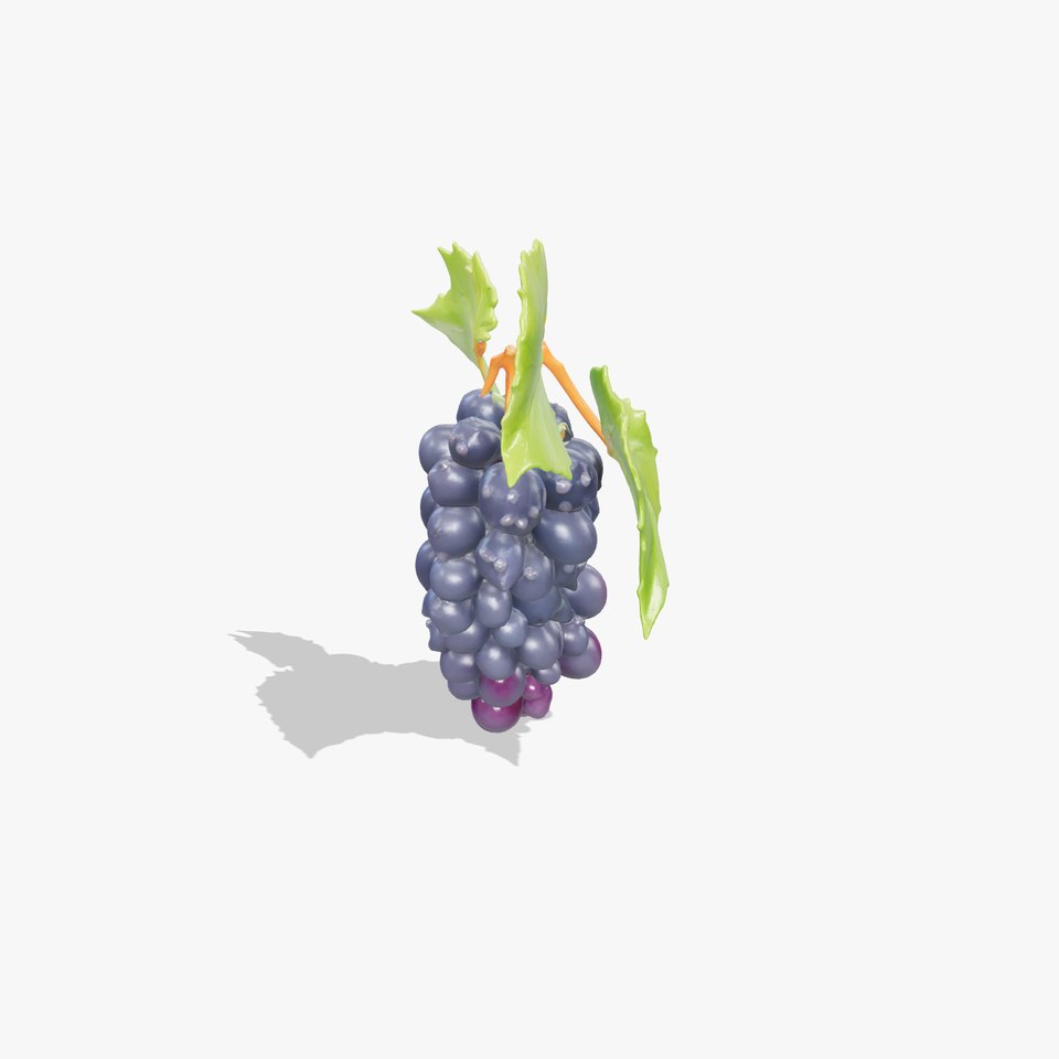 Realistic Grape Bunch with Leaves model pack